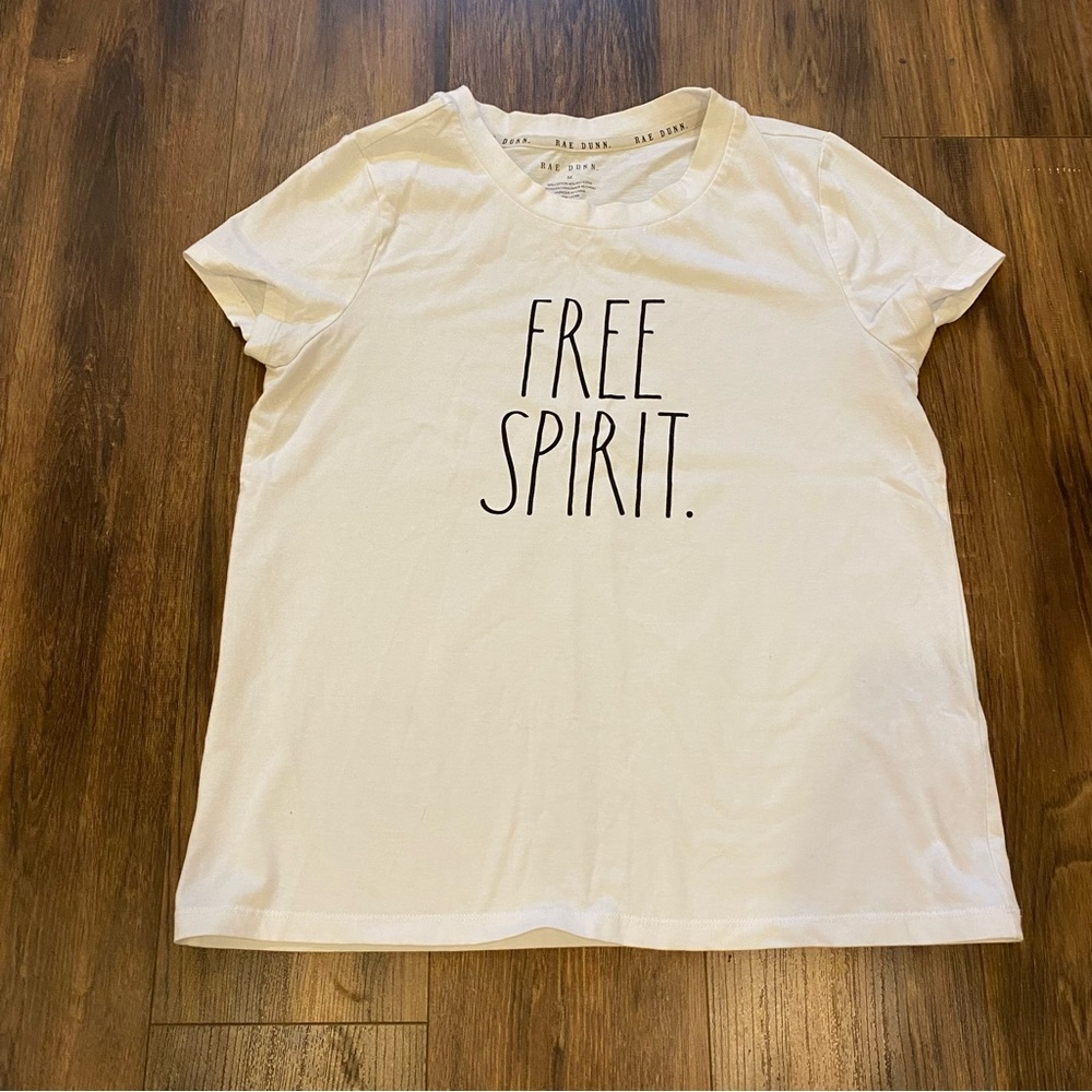 Rae Dunn. free spirit tee shirt size medium short sleeve white top